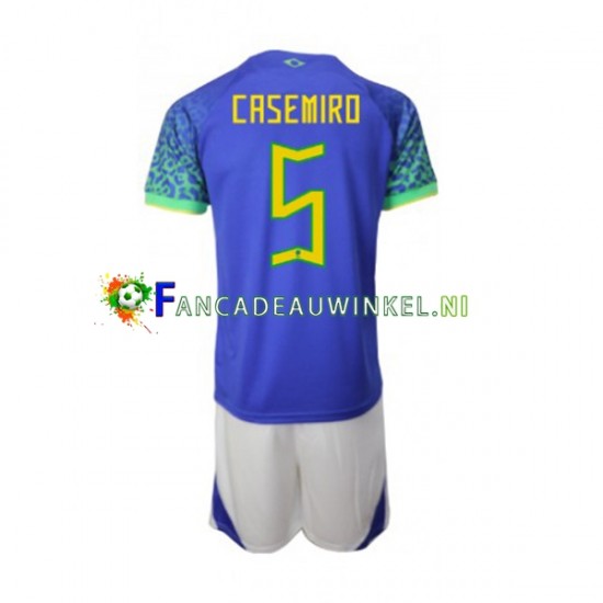 Brazilië Wedstrijdshirt met Korting Casemiro 5 Uit Kind WK 2022 Korte Mouw