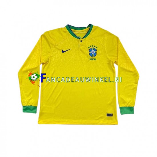 Brazilië Wedstrijdshirt met Korting Thuis Heren WK 2022 Lange Mouw