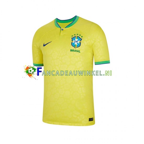 Brazilië Wedstrijdshirt met Korting Thuis Heren WK 2022 Korte Mouw