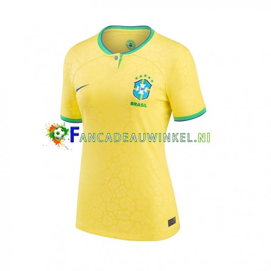 Brazilië Wedstrijdshirt met Korting Thuis Dames WK 2022 Korte Mouw