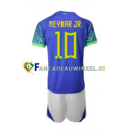 Brazilië Wedstrijdshirt met Korting Neymar JR 10 Uit Kind WK 2022 Korte Mouw