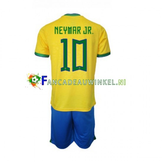 Brazilië Wedstrijdshirt met Korting Neymar JR 10 Thuis Kind WK 2022 Korte Mouw