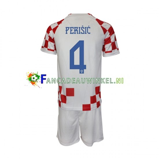 Kroatië Wedstrijdshirt met Korting Perisic 4 Thuis Kind WK 2022 Korte Mouw