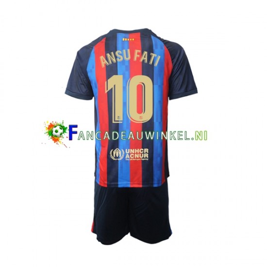 FC Barcelona Wedstrijdshirt met Korting Ansu Fati 10 Thuis Kind 2022-23 Korte Mouw