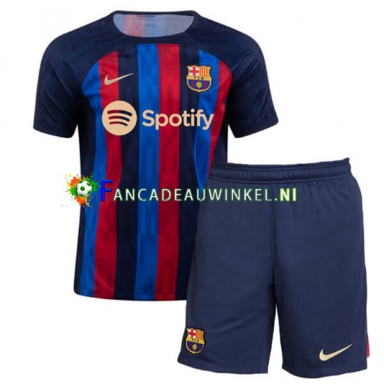 FC Barcelona Wedstrijdshirt met Korting Thuis Kind 2022-23 Korte Mouw