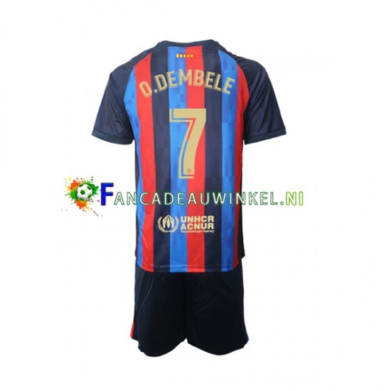 FC Barcelona Wedstrijdshirt met Korting Ousmane Dembele 7 Thuis Kind 2022-23 Korte Mouw