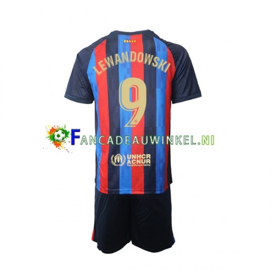 FC Barcelona Wedstrijdshirt met Korting Robert Lewandowski 9 Thuis Kind 2022-23 Korte Mouw