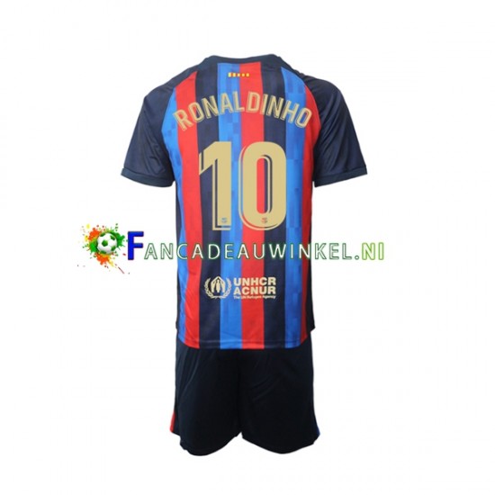 FC Barcelona Wedstrijdshirt met Korting Ronaldinho 10 Thuis Kind 2022-23 Korte Mouw