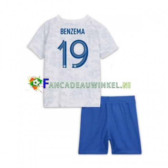 Frankrijk Wedstrijdshirt met Korting Benzema 19 Uit Kind WK 2022 Korte Mouw