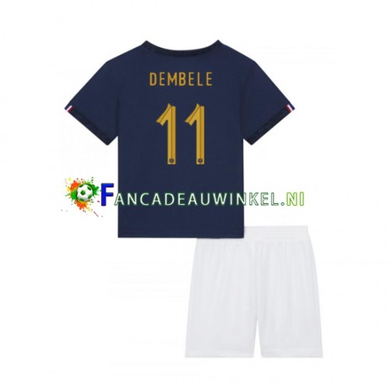 Frankrijk Wedstrijdshirt met Korting Dembele 11 Thuis Kind WK 2022 Korte Mouw