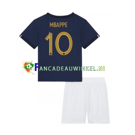 Frankrijk Wedstrijdshirt met Korting Mbappé 10 Thuis Kind WK 2022 Korte Mouw