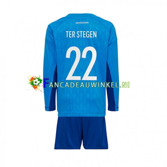 Duitsland Wedstrijdshirt met Korting ter Stegen 22 Keepersshirt Thuis Kind WK 2022 Lange Mouw