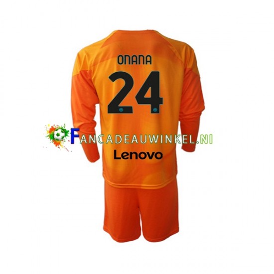 Inter Milan Wedstrijdshirt met Korting Andre Onana 24 Keepersshirt Vierde Kind 2022-23 Lange Mouw