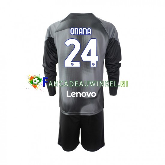 Inter Milan Wedstrijdshirt met Korting Andre Onana 24 Keepersshirt Thuis Kind 2022-23 Lange Mouw