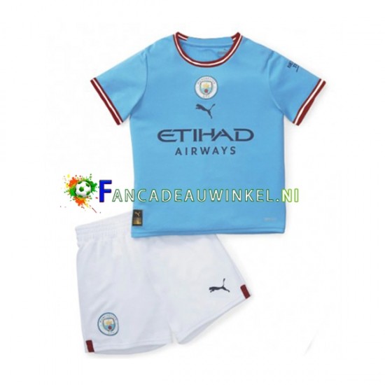 Manchester City Wedstrijdshirt met Korting Thuis Kind 2022-23 Korte Mouw