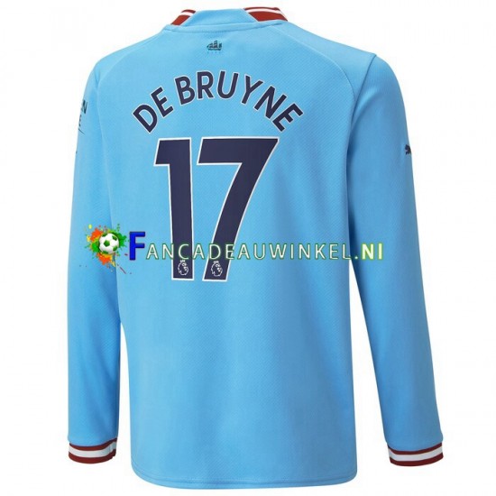 Manchester City Wedstrijdshirt met Korting De Bruyne 17 Thuis Heren 2022-23 Lange Mouw