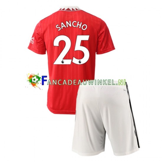 Manchester United Wedstrijdshirt met Korting Jadon Sancho 25 Thuis Kind 2022-23 Korte Mouw