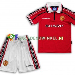 Manchester United Wedstrijdshirt met Korting Retro Thuis Kind 1998-1999 Korte Mouw