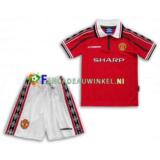 Manchester United Wedstrijdshirt met Korting Retro Thuis Kind 1998-1999 Korte Mouw