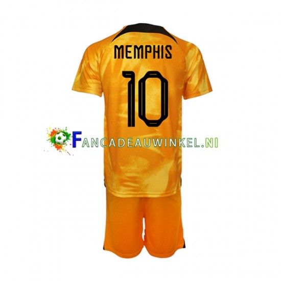 Nederland Wedstrijdshirt met Korting Memphis Depay 10 Thuis Kind WK 2022 Korte Mouw