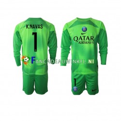 Paris Saint-Germain Wedstrijdshirt met Korting Keylor Navas 1 Keepersshirt Thuis Kind 2022-23 Lange Mouw