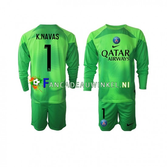 Paris Saint-Germain Wedstrijdshirt met Korting Keylor Navas 1 Keepersshirt Thuis Kind 2022-23 Lange Mouw