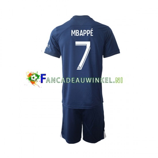 Paris Saint-Germain Wedstrijdshirt met Korting Mbappé 7 Thuis Kind 2022-23 Korte Mouw