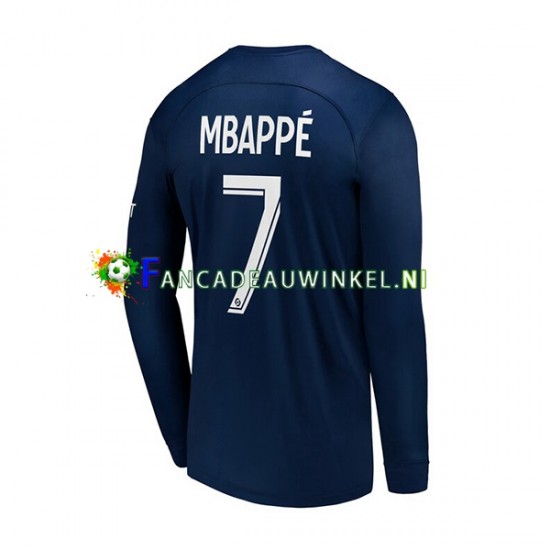 Paris Saint-Germain Wedstrijdshirt met Korting Mbappé 7 Thuis Heren 2022-23 Lange Mouw