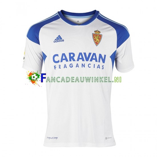 Real Zaragoza Wedstrijdshirt met Korting Thuis Heren 2022-23 Korte Mouw