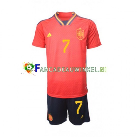 Spanje Wedstrijdshirt met Korting Alvaro Morata 7 Thuis Kind WK 2022 Korte Mouw