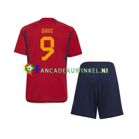 Spanje Wedstrijdshirt met Korting Gavi 9 Thuis Kind WK 2022 Korte Mouw