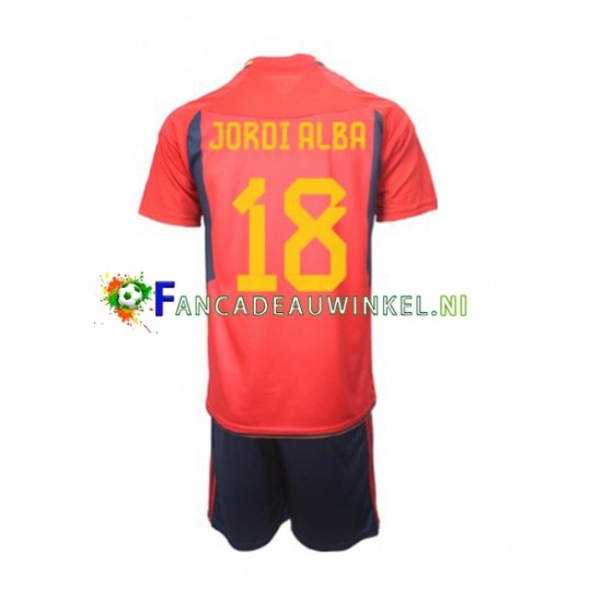 Spanje Wedstrijdshirt met Korting Jordi Alba 18 Thuis Kind WK 2022 Korte Mouw