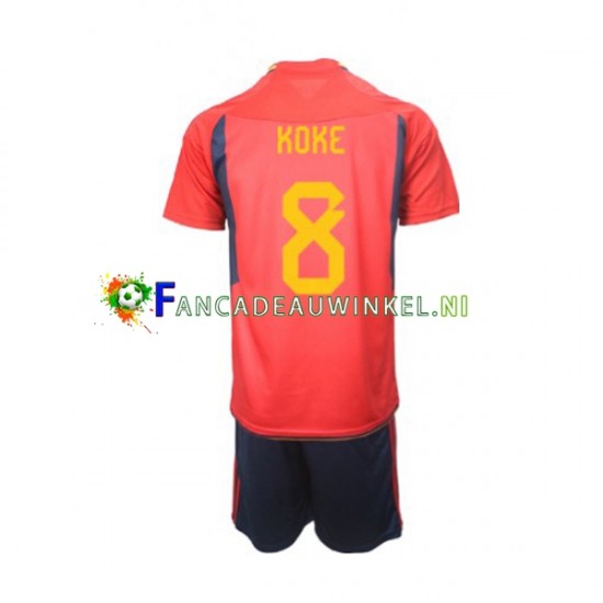 Spanje Wedstrijdshirt met Korting Koke 8 Thuis Kind WK 2022 Korte Mouw