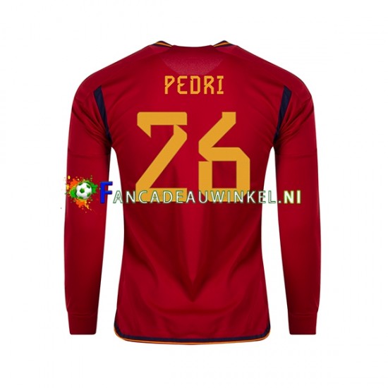 Spanje Wedstrijdshirt met Korting PEDRI 26 Thuis Heren WK 2022 Lange Mouw