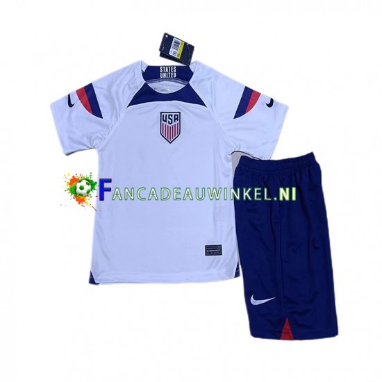 USA Wedstrijdshirt met Korting Thuis Kind WK 2022 Korte Mouw